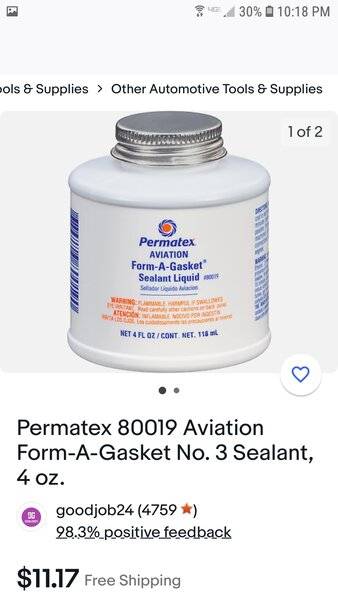 Permatex 80019 Aviation Form-a-gasket Sealant Liquid 4 Oz