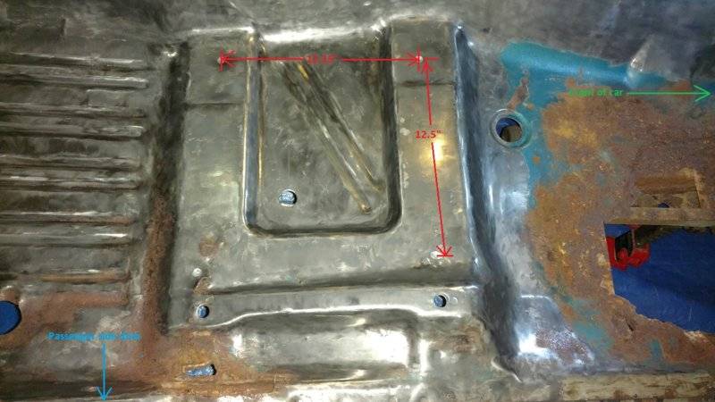 8) Passenger seat floor pan showing existing holes & four seat dimples.jpg
