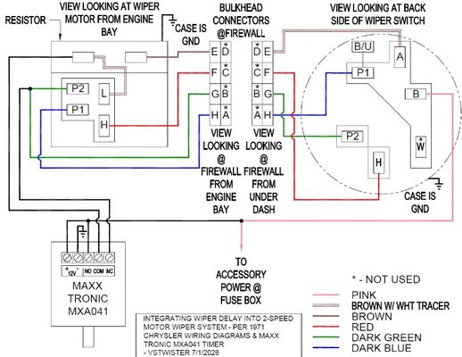 Wiring Diagram for 2-speed motor and delay wiper timer