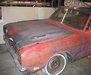 1969 Dodge Dart Swinger 340 Coming out of the barn onto the street.